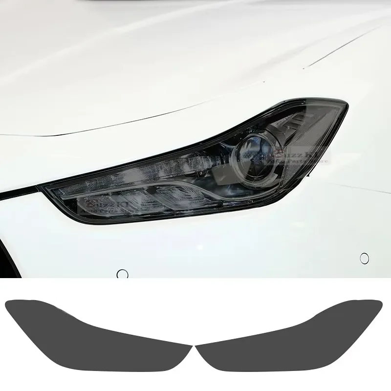 For Maserati Ghibli 2014-On 2021 2 Pcs Car Headlight Protective Film Front Light Transparent Smoked Black TPU Sticker
