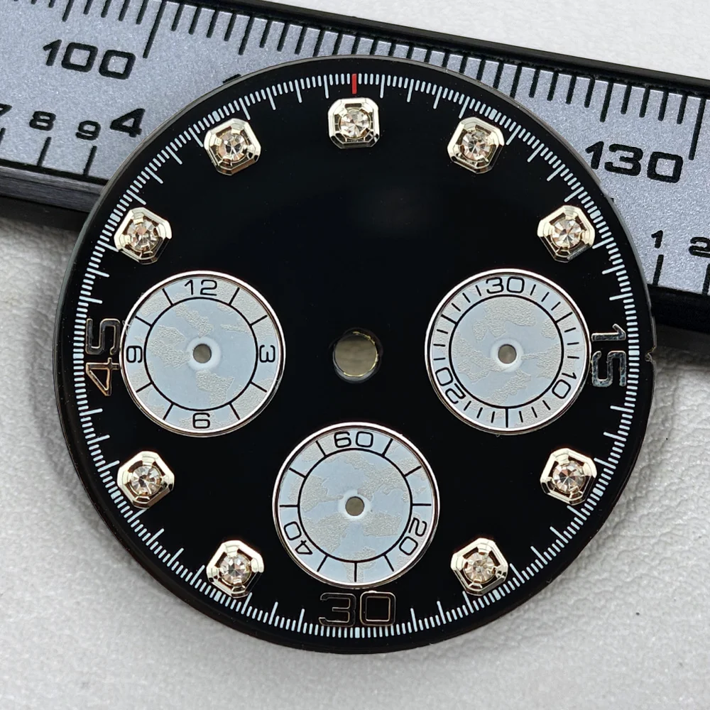 29mm VK63 Dial Panda Dial Luminous Dial Suitable for Daytona 39mm Case Quartz Watch VK63 Movement Watch Replacement Accessories view 4