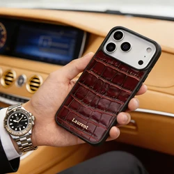 Custom Name Personalized Crocodile Pattern Italian Leather Luxury Phone Cover for Iphone 16 13 14 15 17 Pro Max Case Gift Friend