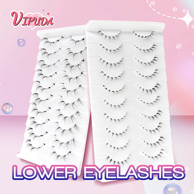 

10Pairs Bottom Eyelashes Manga Lower Lashes Clear Band Wispy Small Flame Under Eye Lashes Korean Makeup Cosplay Tools