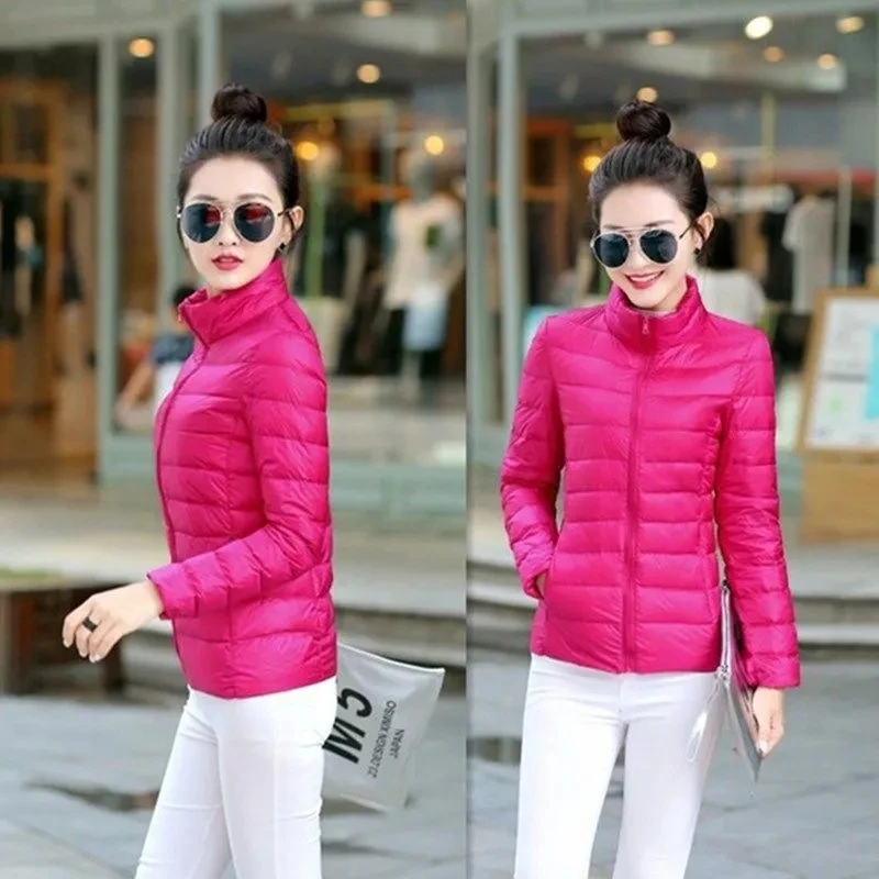 

Ultra-light Thin Cotton Padded Women Jacket 2023Autumn Winter Standing Collar Warm Parkas Coat Female Casual Outerwear Lady Top