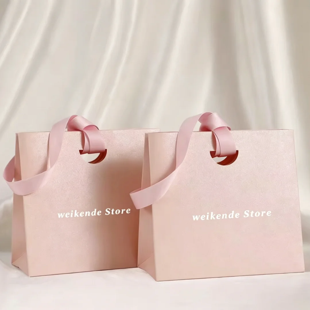 15.5x7.5x14.5cm Personalized Logo Jewelry Set Packaging Organizer Pink Pape Bags with 9x9x3.2cm Drawer Box Cosmetic Perfume
