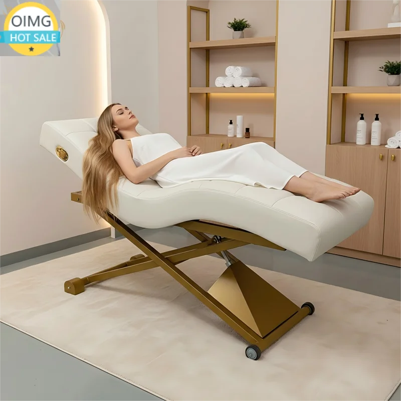 Verstellbarer Massagetisch aus Memory-Schaum, Spa-Massagebett aus Edelstahl, gebogenes elektrisches Wimpernbett, SPA-Salonmöbel