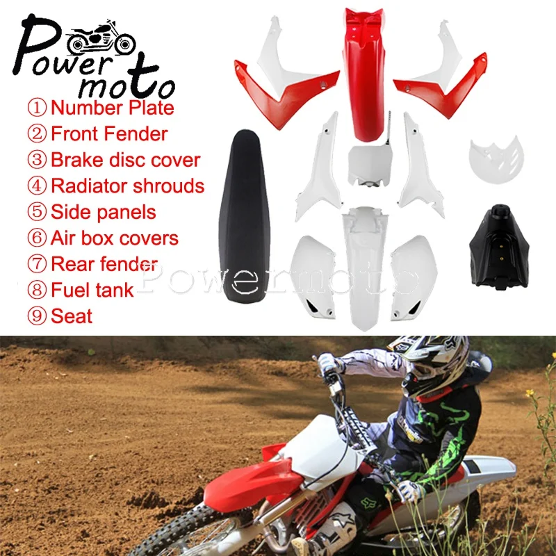 

Motocross Complete Fairing Bodywork Kit Side Panel Cover Air Box Fender Foam Seat Oil Tank For Honda CRF250R CRF450R CRF 250 450