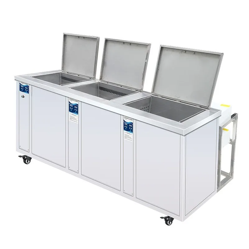 Large three-slot ultrasonic cleaning machine with filter drying lifting industrial degreasing and rust removal hardware