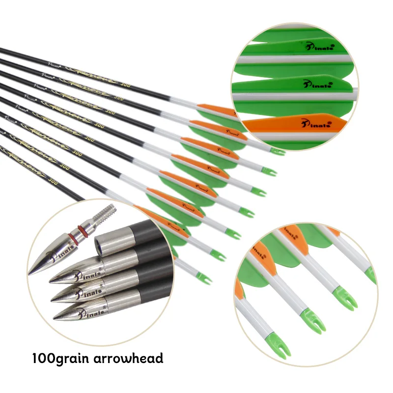 

Archery Pinals Pure Carbon Arrow ID 5.2 mm 6 12 Pcs 0.003" Spine 300 340 Recurve Bow Compound Bow Hunting Shooting 30 Inch