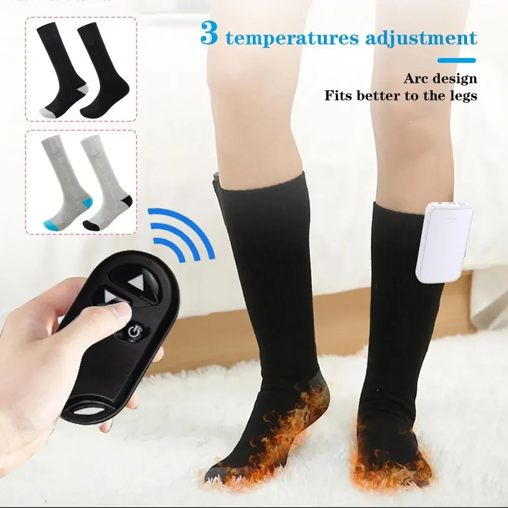 Chaussettes thermiques électriques avec télécommande, 3 réglages  température, USB, rechargeables,