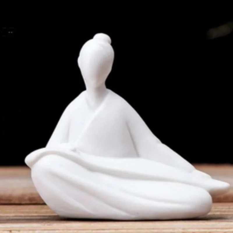 

2.7" Chinese White Porcelain Ceramics Lovable Figure Figurine Statue Statues
