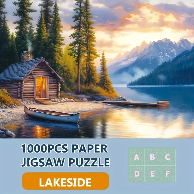 

70X50CM 1000 шт. 1,8 мм толстая бумажная головоломка для взрослых, озерная головоломка для взрослых, идеальный коллаж, головоломка для сложности, идеальный подарок