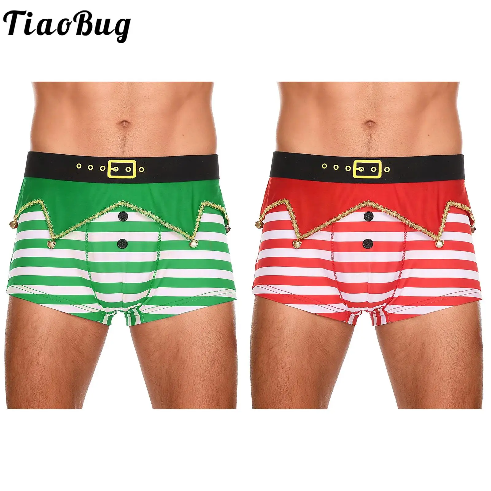 الرجال عيد الميلاد الملابس الداخلية مضحك السراويل الملابس الداخلية الجدة عطلة سراويل داخلية للرجال حزام مطاط غير النظامية لوحة أجراس شريط السراويل #1