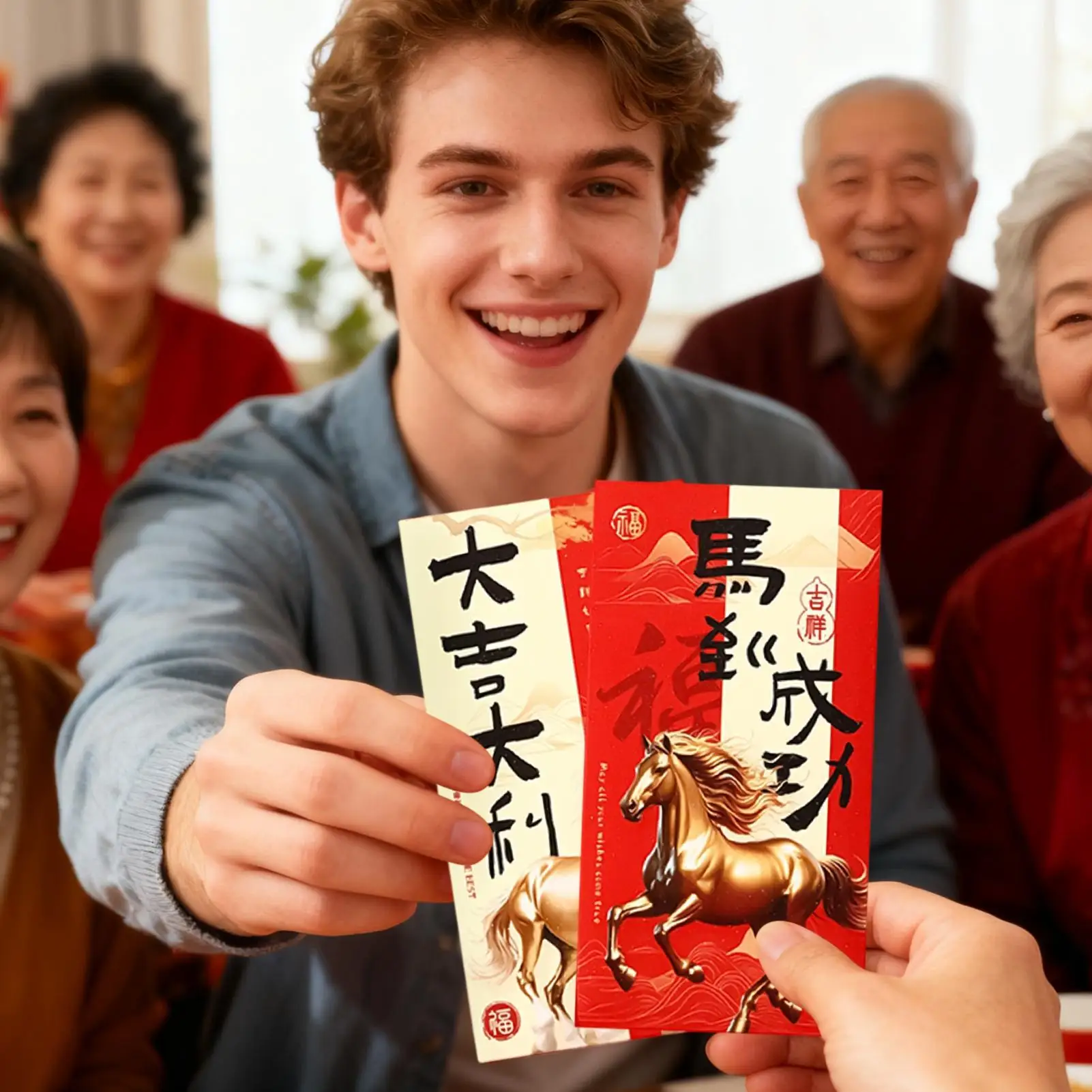 Buste rosse 6 pezzi Tasca natalizia Bomboniera Anno del cavallo Pacchetti rossi 2026 per la festa di compleanno, la celebrazione del matrimonio