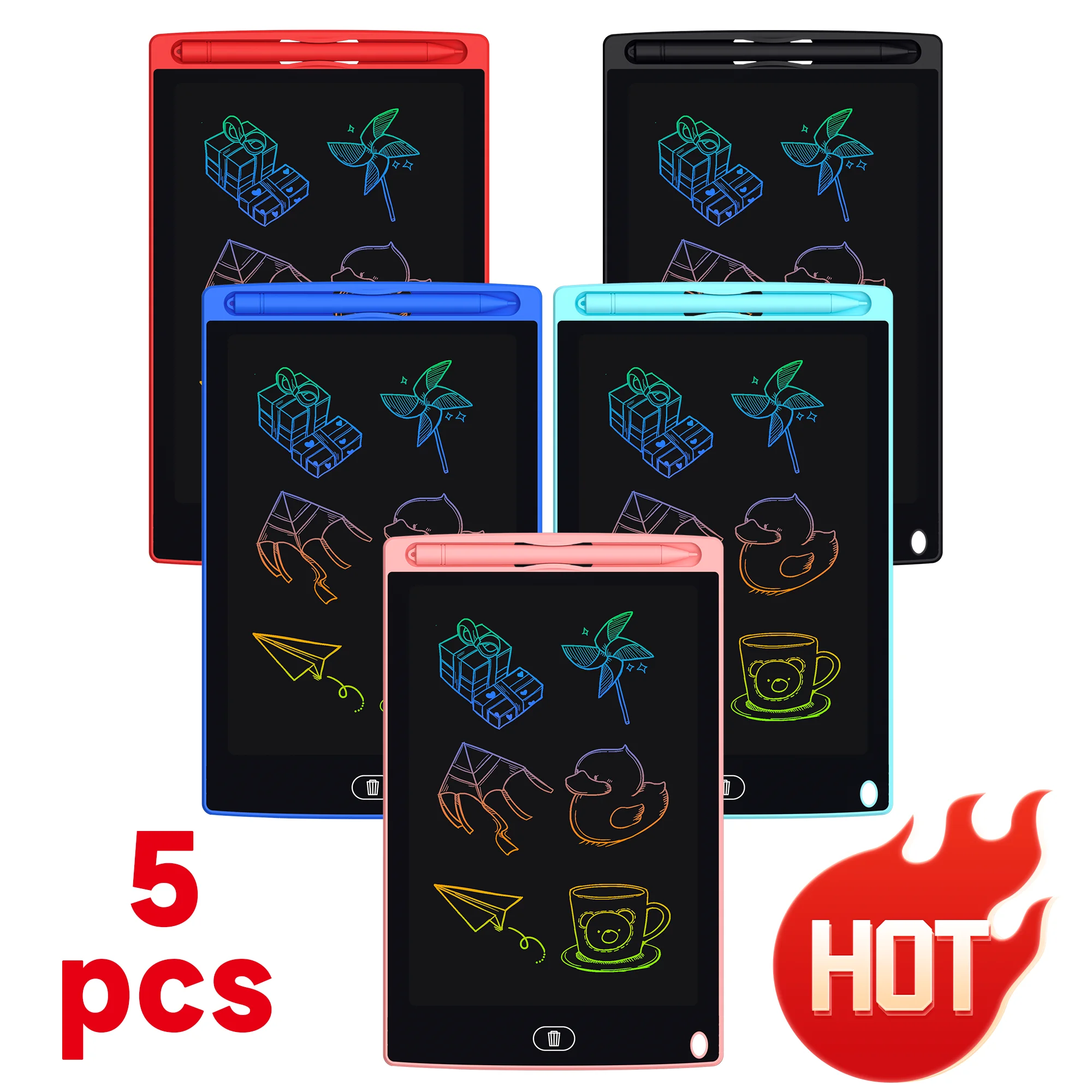 

5pcs of 8.5 Inch LCD Children's Drawing Board Reusable Doodle Writing Toys For Note-taking, Paste Notes To Replace And Drawing