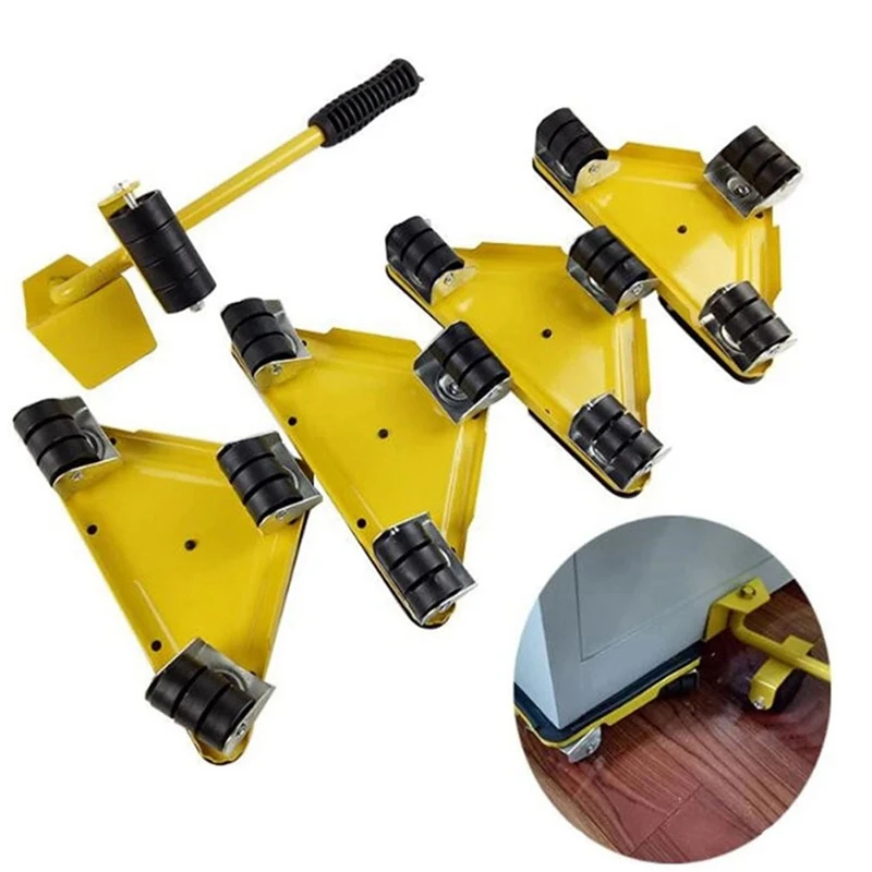 5Pcs/Set Heavy Duty Furniture Lifter Furniture Mover Triangle Moving Sliders Up To 400KG Wheel Trolley