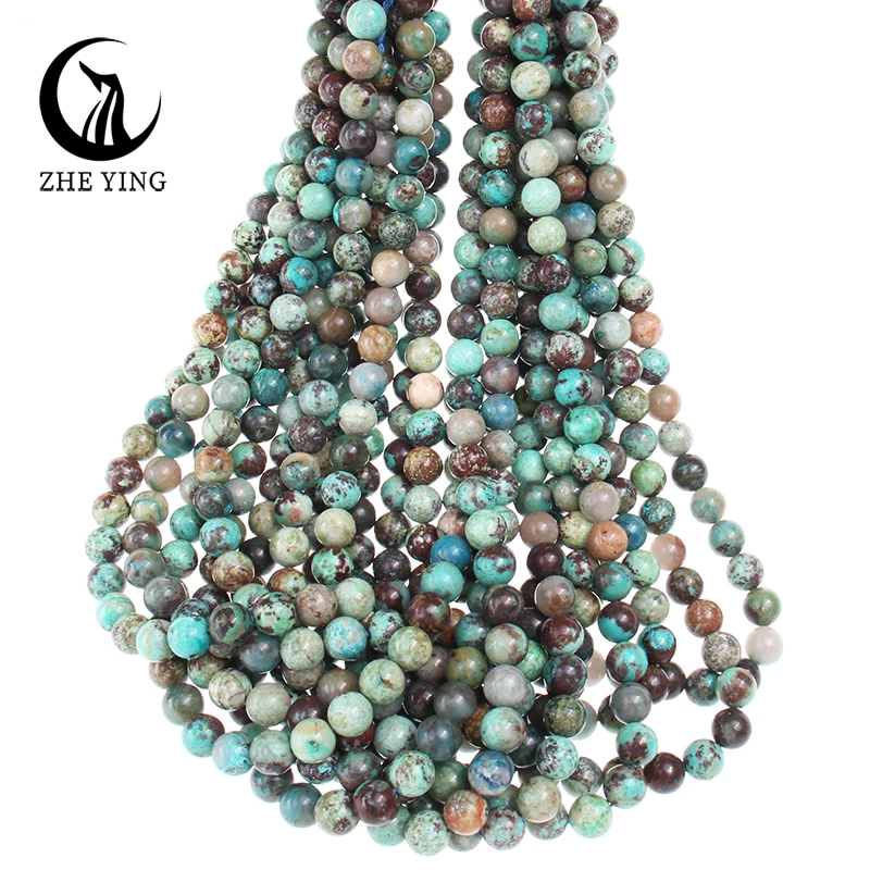 

New Natural Phoenix Stone Beads Stone Round Loose Beads Chrysocolla For Jewelry Making DIY Bracelets Necklace 15“