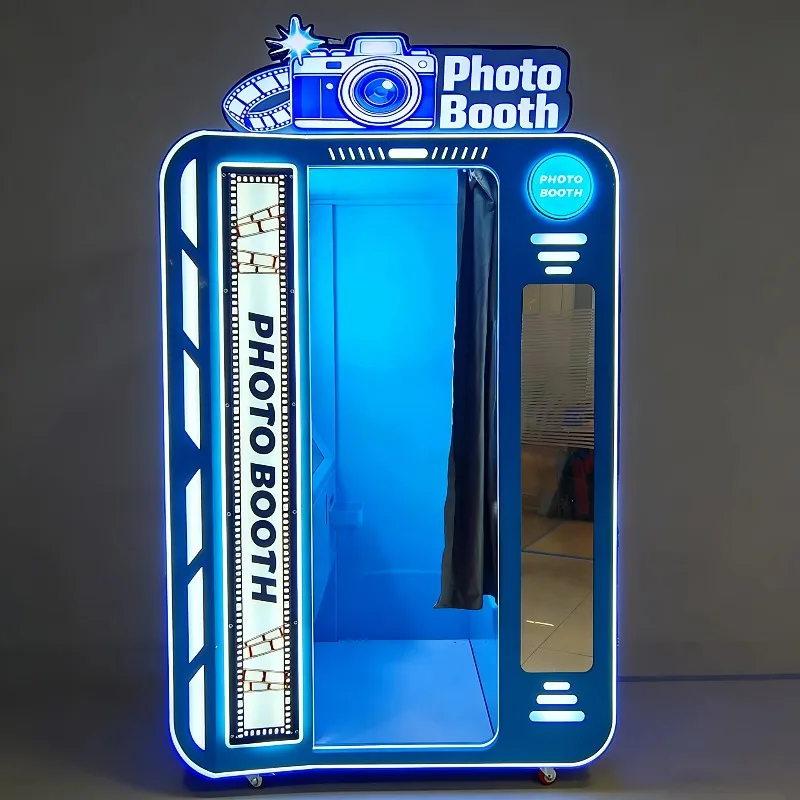 Custom Coffee Shop Korean Photo Booth Vending Machine All-in-One Portable Self-Service Photo Booth Coin Operated LED Photo Booth