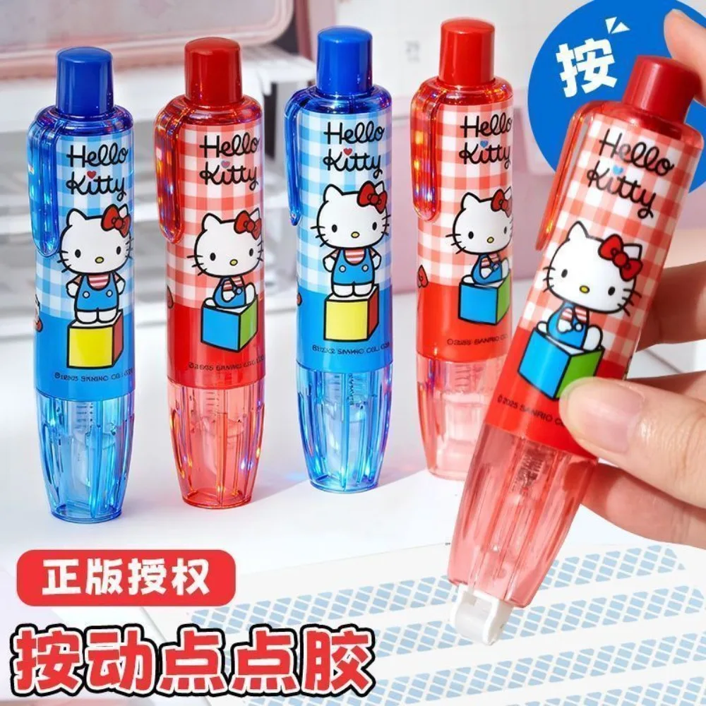 Sanrio Hello Kitty Push Type Dot Glue Pen Cute Student Stationery Adhesive Tape Double Sided Glue Stick for DIY Craft
