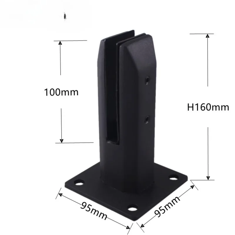 S201 Stainless Steel Stair Railing Risers Balcony Frameless Black Glass Clip Slot Floor Clip 200mm