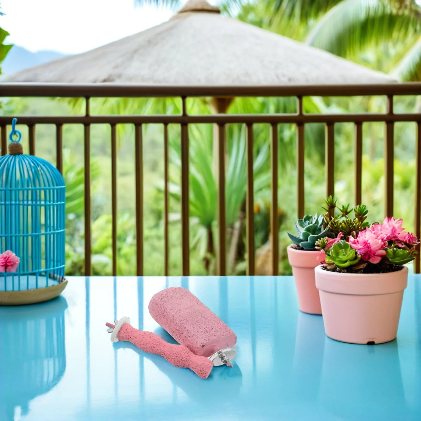 

Sturdy Resin Bird Perch Stand for Parrot Claw Care Slip-Resistant Surface Natural Grinding Cage Accessories Climbing Platform