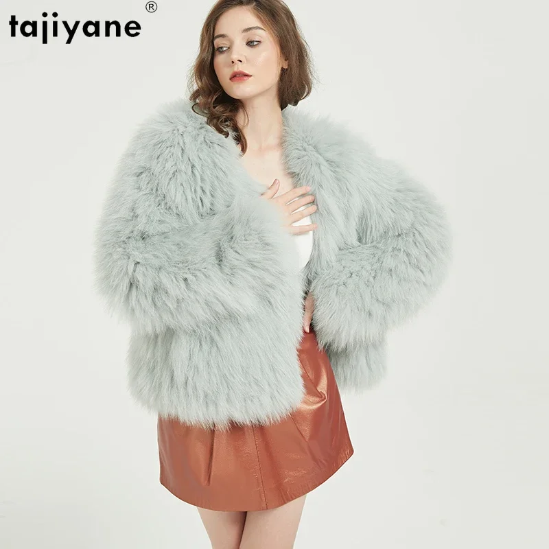 Tajiyane-Manteau en Fourrure de Renard group pour Femme, Veste Courte, Chaude, Luxe, Comband, Hiver, 2023