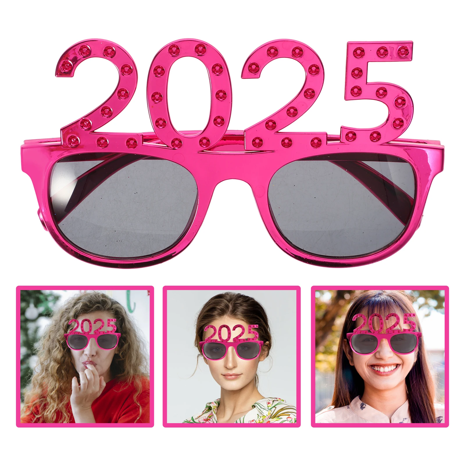 

2025 Rhinestone Number Glasses Party Eyewear New Year Photo Props Sunglasses Party Supplies Costume Accessory Plastic Eyeglasses