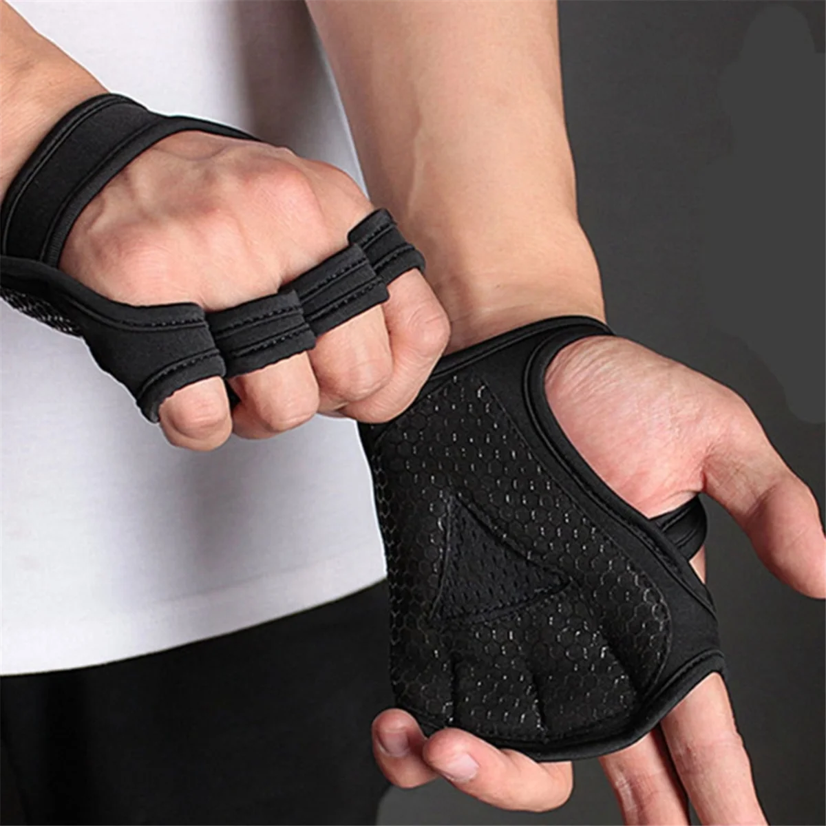 XL Code Rubber Four Finger Workout Glove Weight Training Gloves Gym Gloves Weight Lifting Gloves for Men WomenJAS