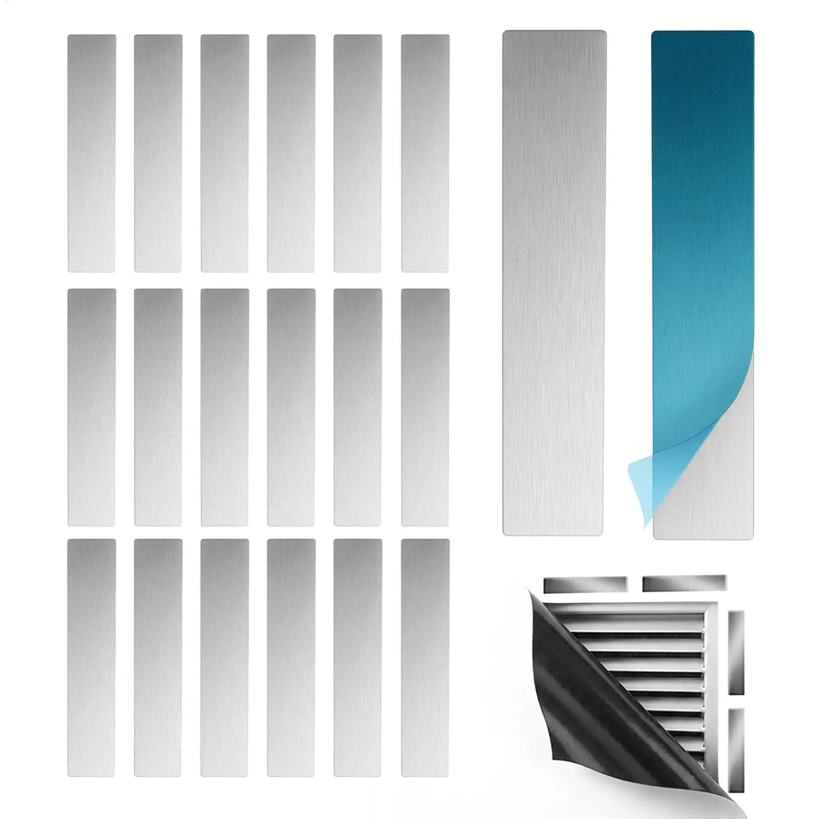 Adhesive Metal Plate 20 Pack Steel Strip for Magnetic Vent Cover Non Steel Vent Mounting Strong Hold for Kitchen Cabinet