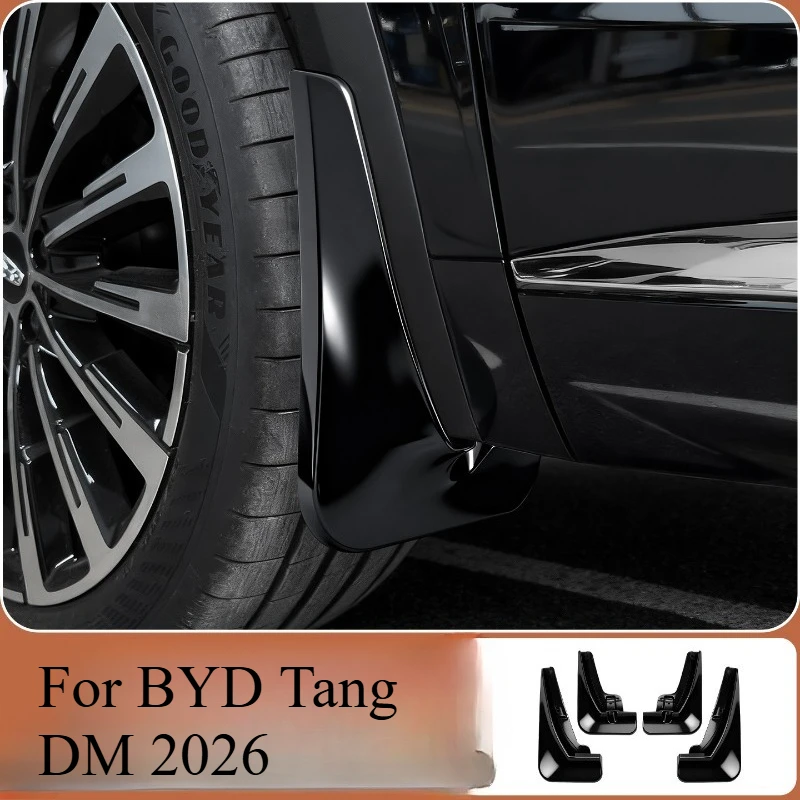 

For BYD Tang DM 2026 Front & Rear Flexible Mud Flaps - OEM-Style Gloss Black Painted Underbody Covers
