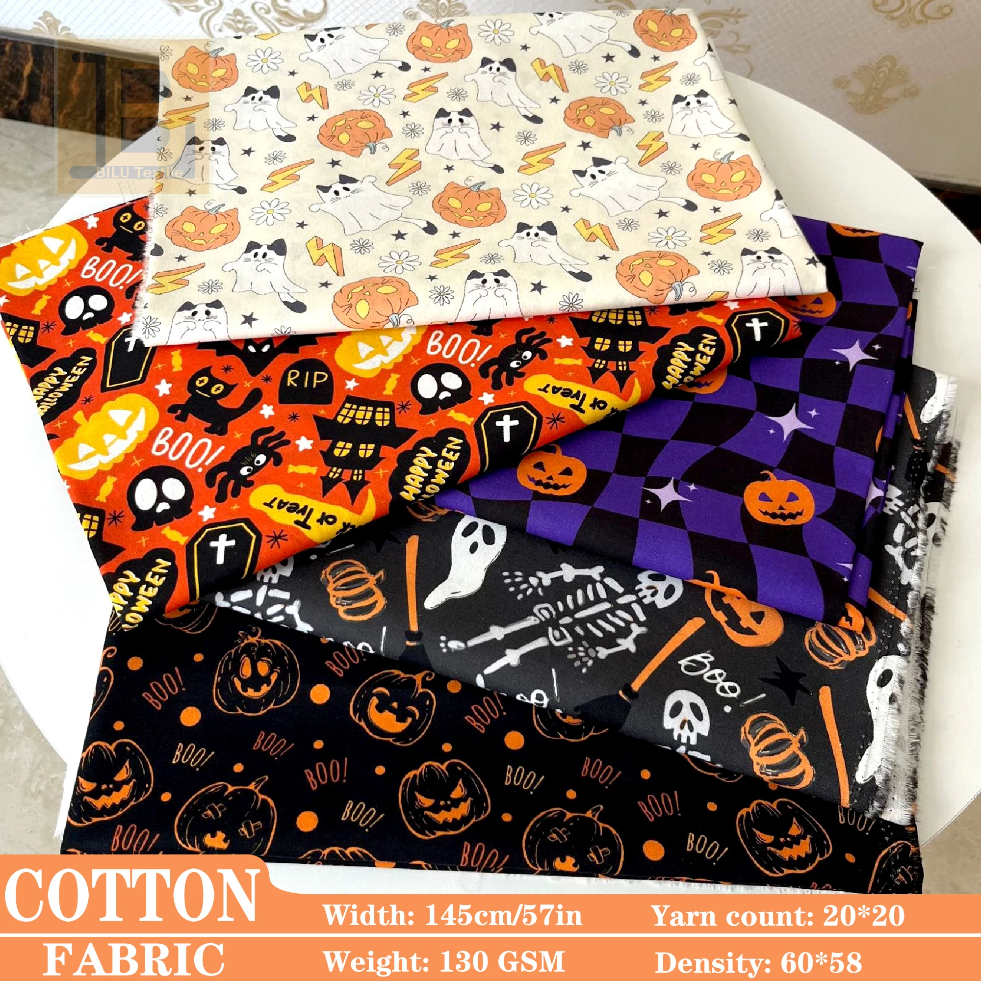 

Create Your Costume! Halloween Print Cotton Fabric - High-Quality 20S for DIY Sewing & Decor (per Yard)