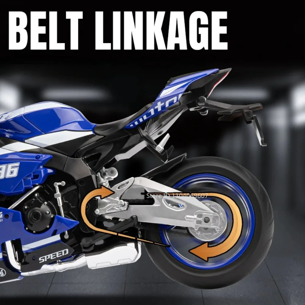 Maßstab 1:9 R1M CBR1000RR Motorrad Simulation Spielzeug Modelle Legierung Diecast Sound Licht Stoßdämpfung Miniatur Motorrad Spielzeug