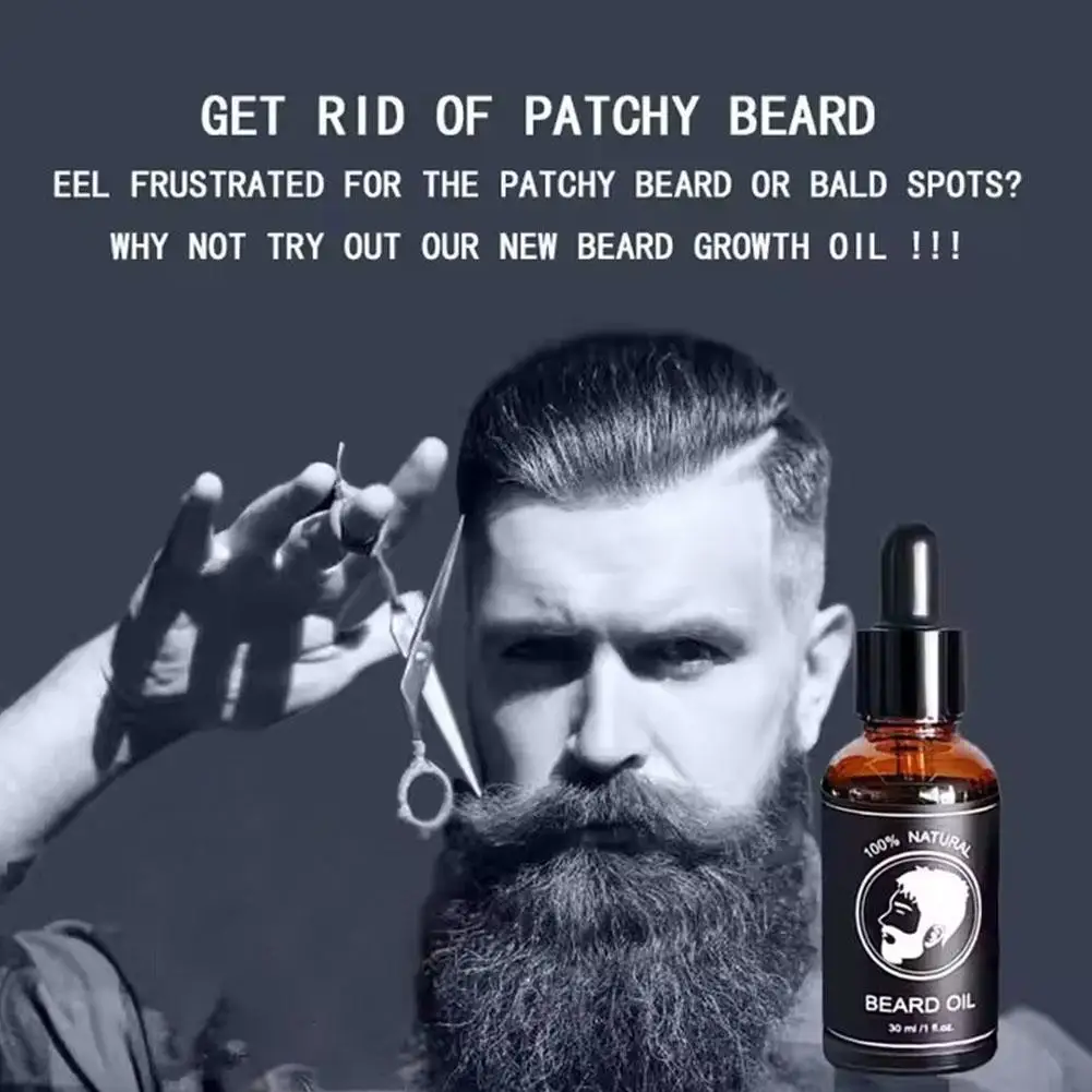 New Facial Hair Beard Growth Oil For Men Thicken Soft Smooth Nourish Beard Oil Natural Mustache Growing Essential Oil Beard Care