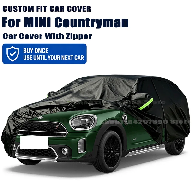 For MINI Countryman Outdoor Full Car Cover With Zipper Snow Cover Sunshade Waterproof Dustproof Exterior Protection