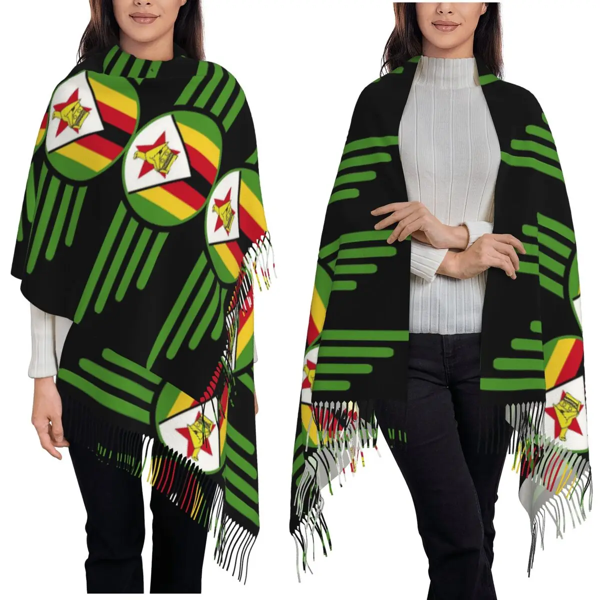 

I Love Zimbabwe Flag Элегантный стиль Дизайн Шарф Шарфы с кисточками для женщин Мягкие теплые шали и накидки Длинная осенне-зимняя шаль