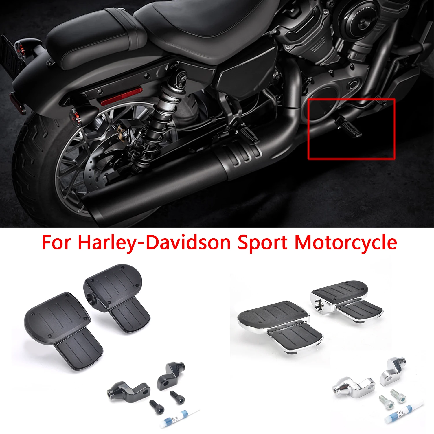 

PANICAL Driver Passenger Adjustable Pedals Highway Pegs Mat For Harley-Davidson Sport Black Chrome