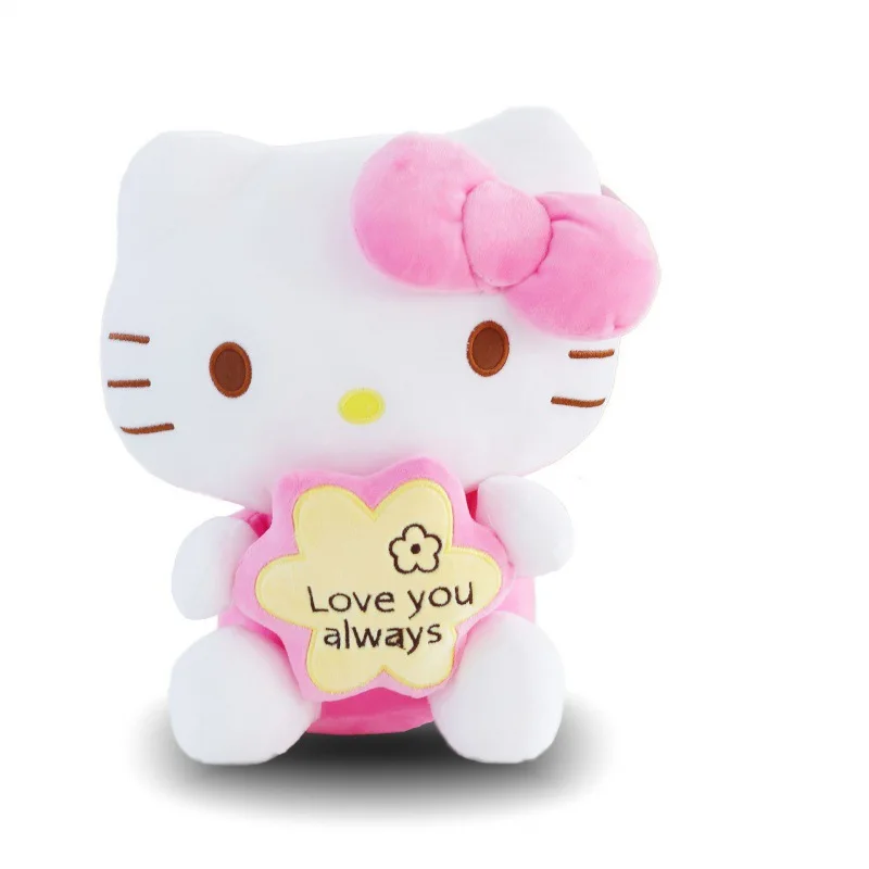 Echte Sanrio Cartoon Puppe Hallo Kitty Plüsch Spielzeug Liebe Sie Immer Kawaii Mädchen Sofa Kissen kinder Roman Spielzeug Weihnachten geschenk