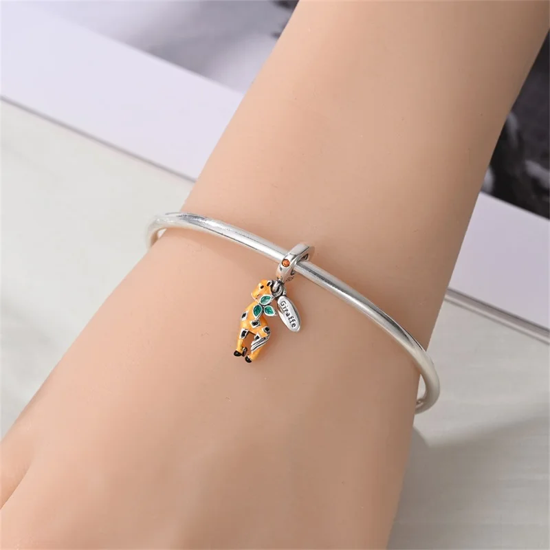 925 Sterling Silver Giraffes Stroll Through Time Charms Pendant For Women Fit Original Bracelet DIY Birthday Jewelry Gifts