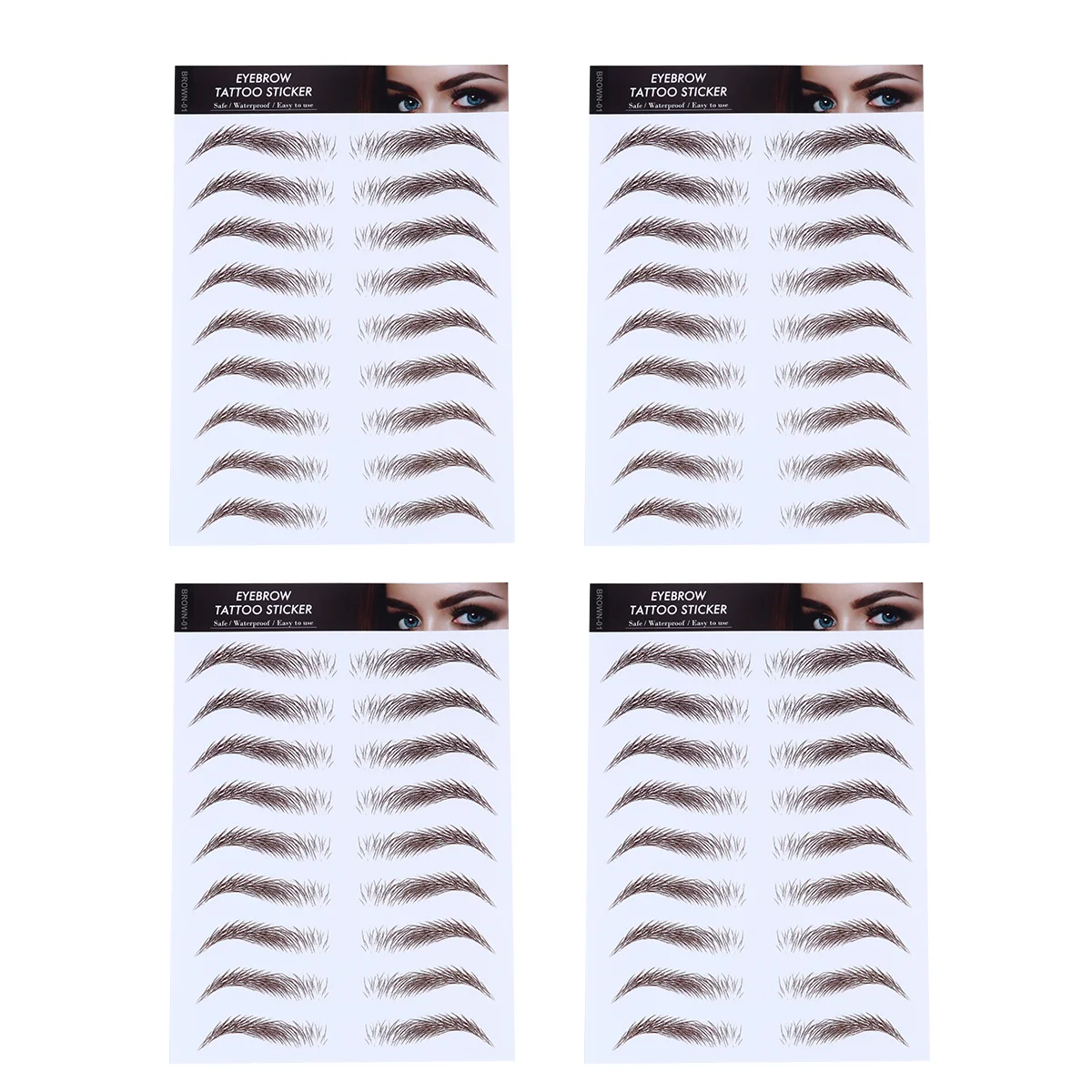 4 Pcs Fluffy Eyebrow Stickers Makeup Cosmetics Stenciebrow Transfer with Soy Ink Mascara 6D Hair-Like Eyebrows