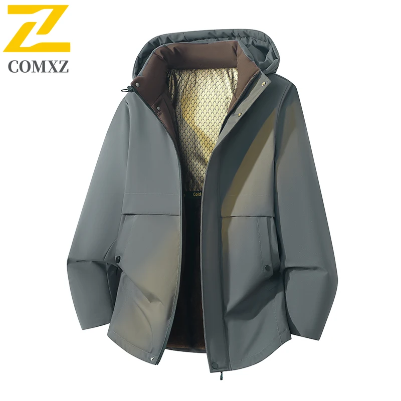 كبير الرجال معطف القطن 2025 الخريف الشتاء جديد وأضاف الصوف سميكة ودافئة مقنعين سترة معطف في الهواء الطلق الأعمال عادية سترة قطن