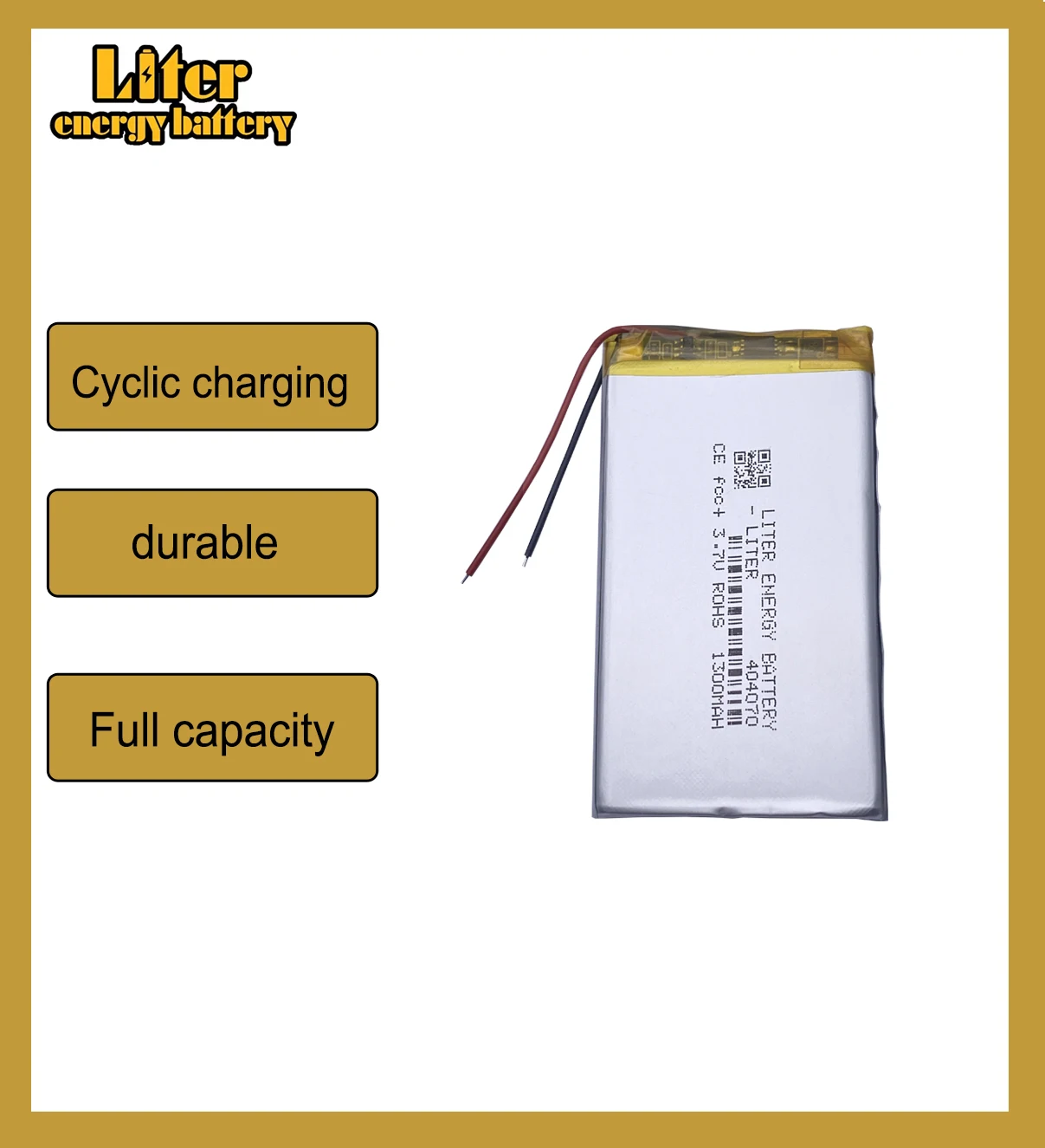 3.7V 1300mAh 384070 404070 Lithium Polymer Li-Po li ion Rechargeable Battery  For Mp3 MP4 MP5 GPS mobile