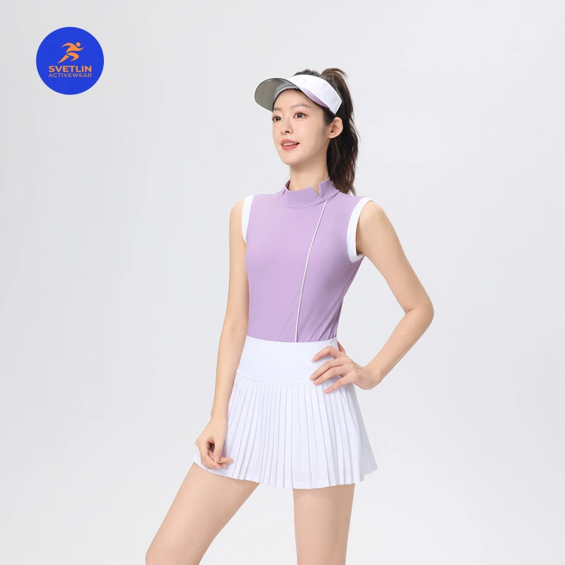 SVETLIN EU US Size, High Quality Korean Spliced Sleeveless Baseball Top, Summer Quick Dry Women Sports T-Shirt