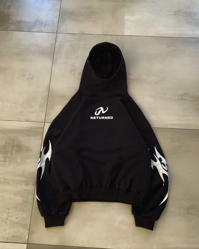 Y2K الأمريكية إلكتروني الطباعة القوطية شارع العليا Harajuku الرجال الملابس هوديي الشرير زوجين البلوز الشارع الشهير الهيب هوب هوديس