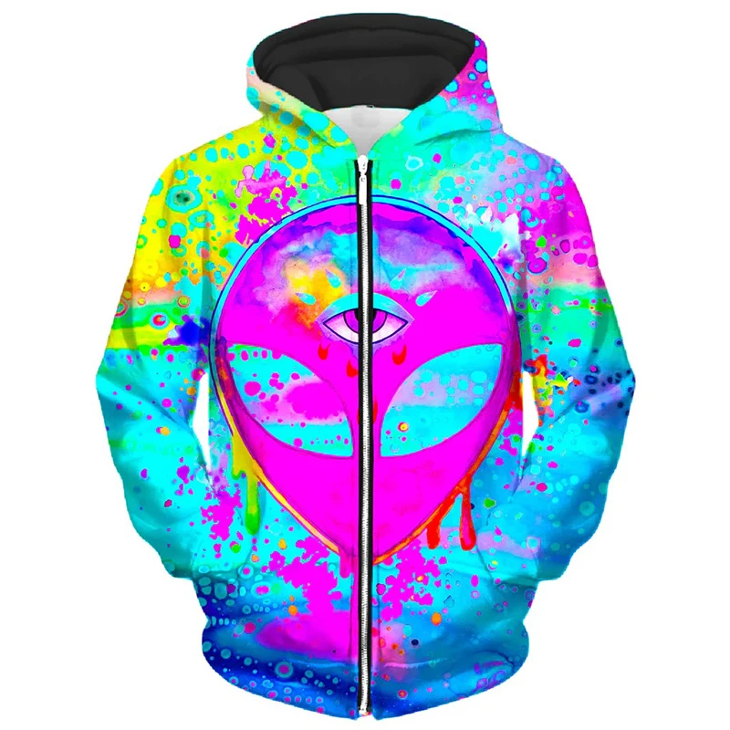 Unikatowy obcy nadrukowane Graffiti bluza z kapturem męski Joker Vintage moda uliczna płaszcz z kapturem 3D wzór 2025 nowy bluzy w stylu Casual