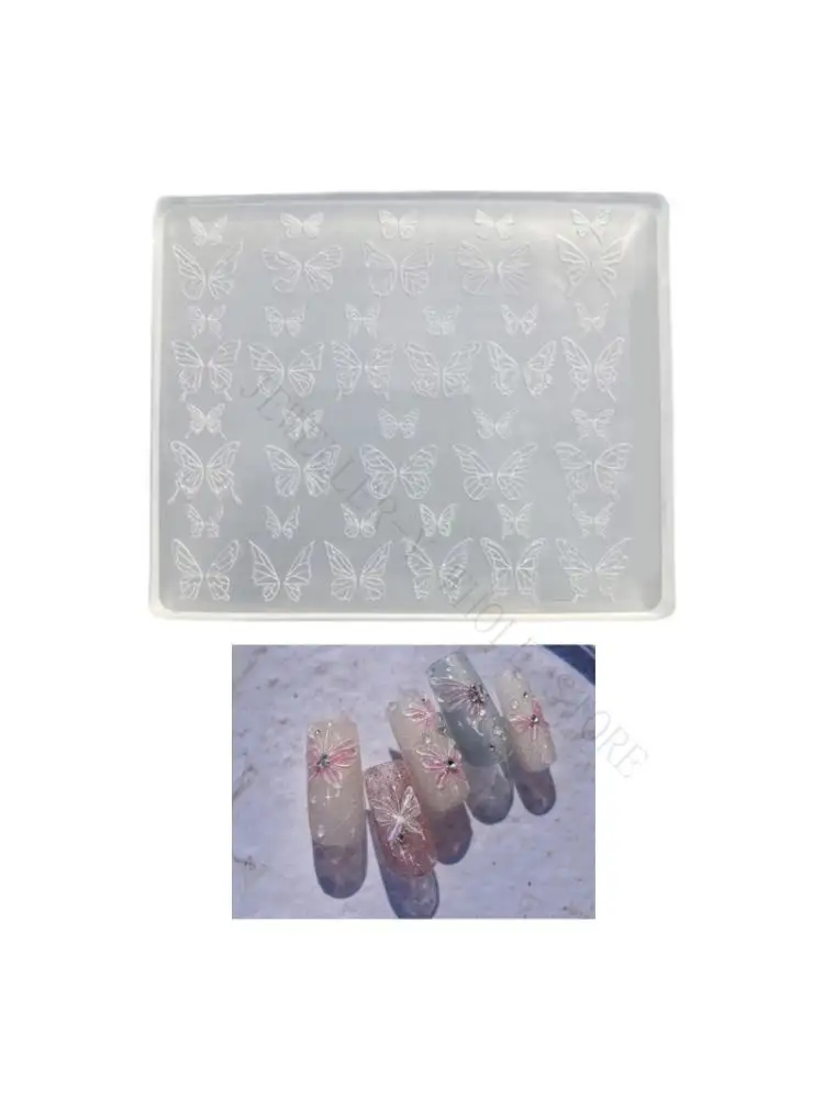 R7UF 3D Art Silicone Mold For Intricate Floral Designs Easy DIY Manicure Tool Portable Manicure Embossing Mold