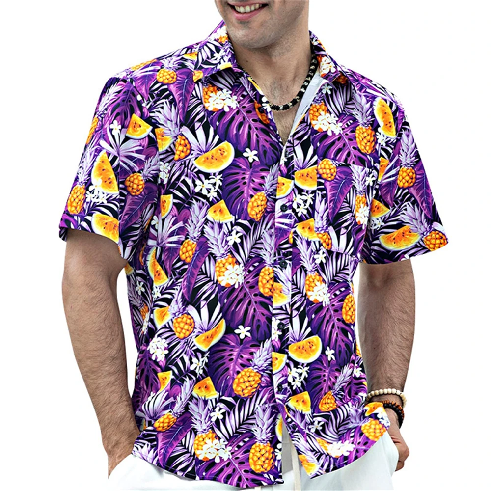 Men's Shirt Button Summer Floral Shirts for Men Street 3D Print Plus Size Hawaiian Beach Short Sleeve Fashion Tops Tee Shirt Man