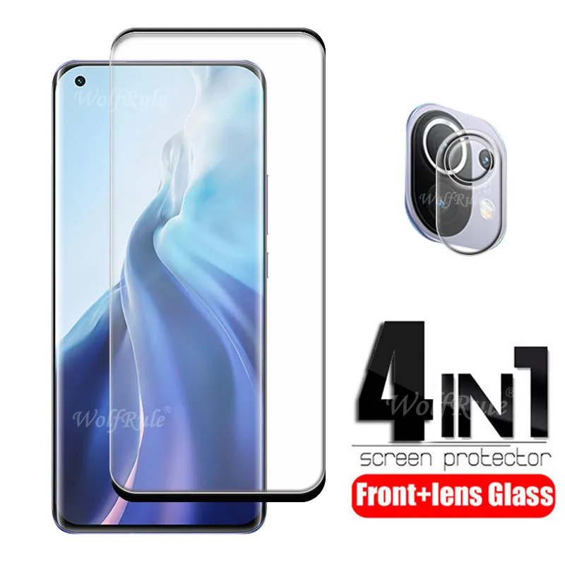 4-in-1 For Xiaomi Mi 11 Glass For Mi 11 Protective Glass 9H Screen Protector For Xiaomi Mi Note 10 Lite Mi 10 Ultra Pro 11 Glass цена и фото