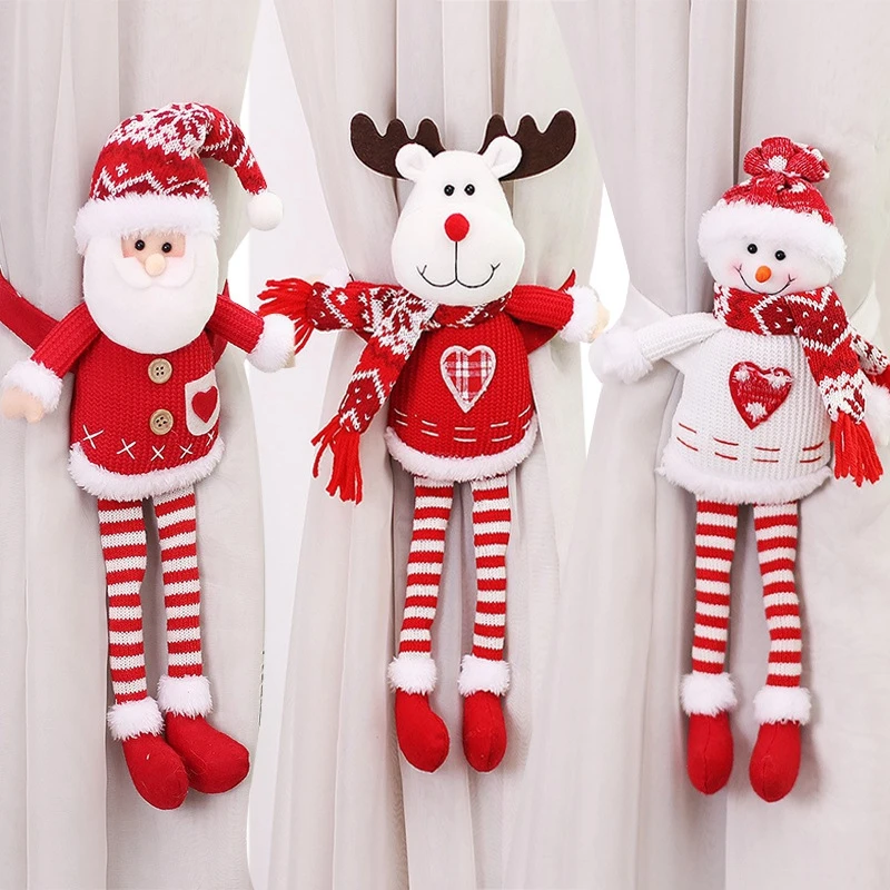 Christmas Curtain Tieback, Santa Claus Snowman Elk Curtain Tie Home Decor Curtain Holder