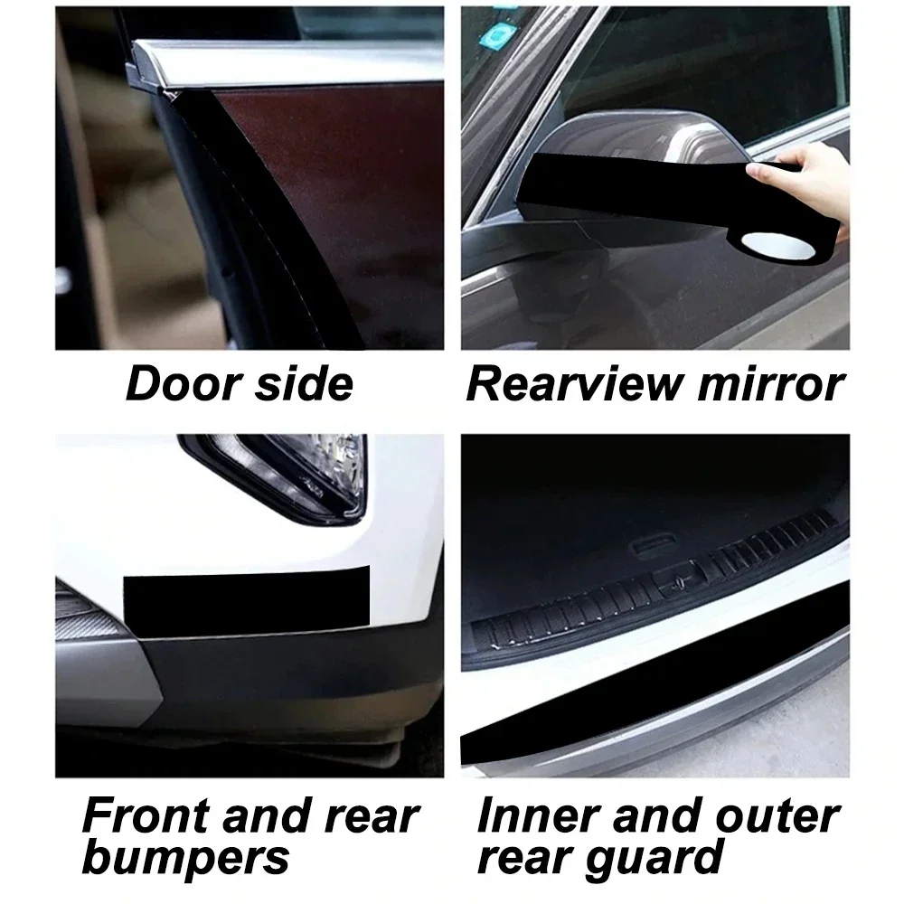 Gloss Black Mouldings Trim Wraps for Car Styling Bumper Side Skirt Sticker Adhesive Tape Car Door Sill Trunk Edge Protection