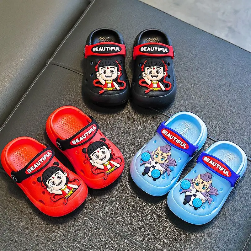 New Nezha Ao Bing Slippers Cute Cartoon Personality Fashion Comfortable Summer Home Boys and Girls Sandals Birthday Gifts