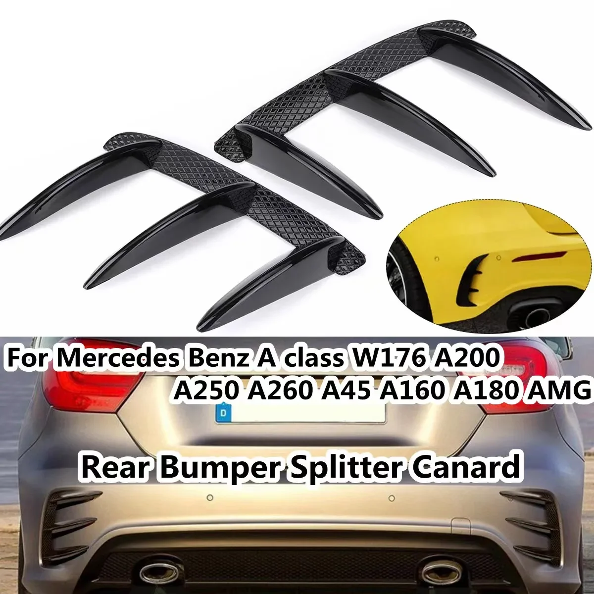 Rear Bumper Splitter Canard For Mercedes Benz W176 A200 A250 A260 A45 2013-2018 Rear Bumper Canard Splitter Diffuser Side Cover