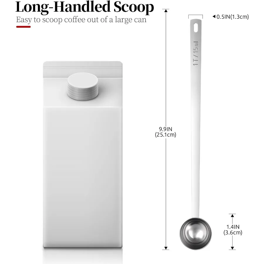 مقبض طويل مغرفة القهوة 18/8 الفولاذ المقاوم للصدأ الغذاء الصف قياس ملعقة لحبوب البن مساحيق السكر 9.9in مغرفة معدنية طويلة #2