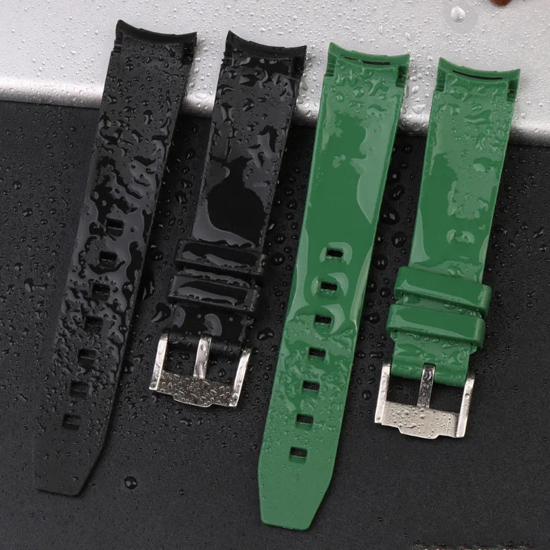 20mm 21mm Curved End Rubber Silicone Watchband For Rolex Submariner Daytona Omega Tissot Waterproof Watch Strap